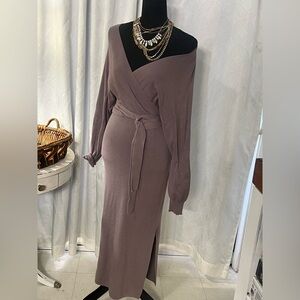 Women’s  Wrap Knit Dress with Tie Waist